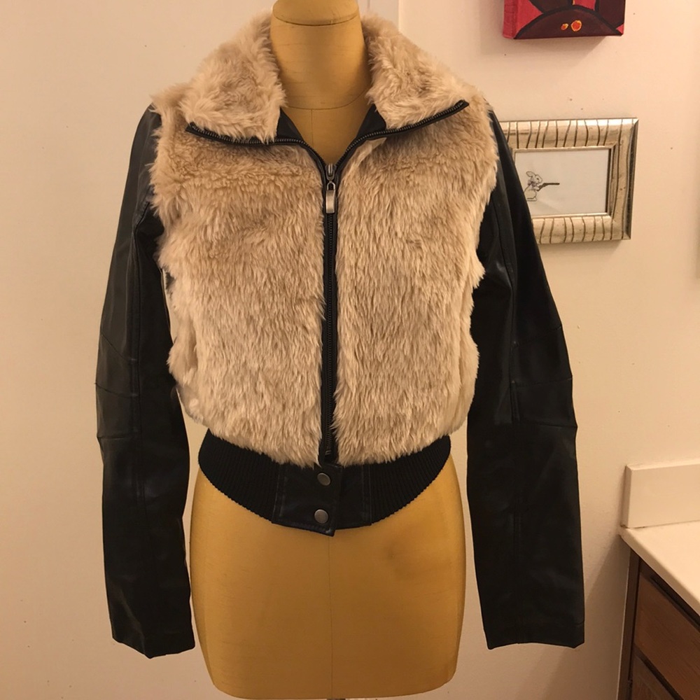 💥FAUX FUR LEATHER coat - Bomber jacket - Zipper